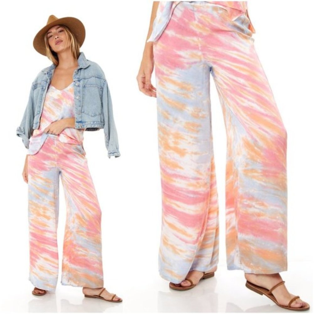 Young Fabulous & Broke Silky Wide Leg Tye Dye Pant